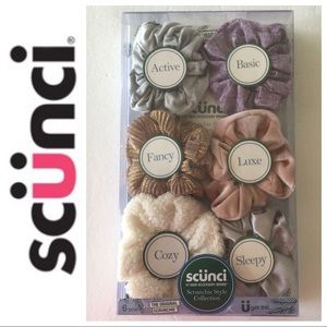 SCUNCI GIFT BOXED SET OF 6 SCRUNCHIES NWT